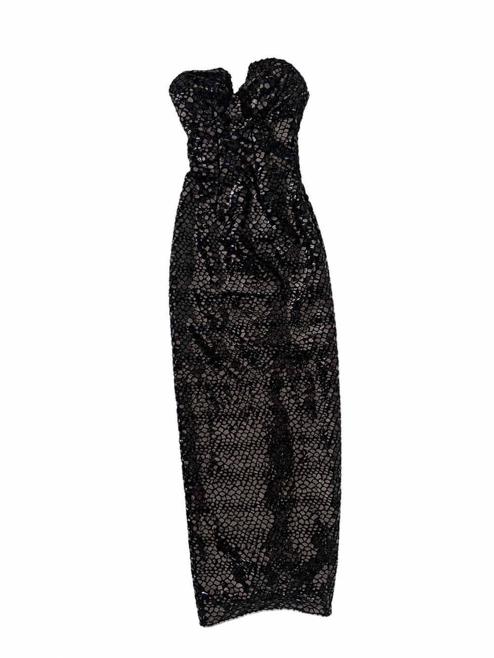 Strapless Black Sequin Evening Gown